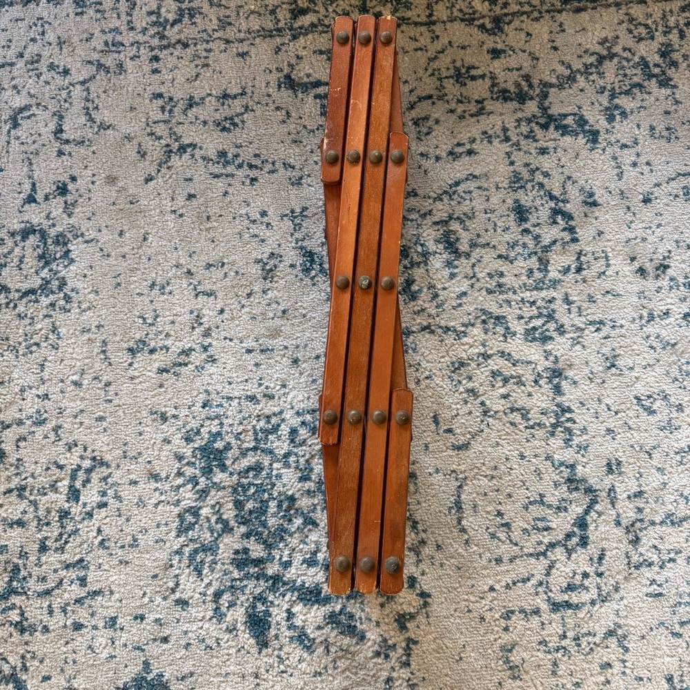 Vintage Mid Century Modern Folding Accordion Solid Teak Wood Wine Rack Stand - Picture 3 of 4